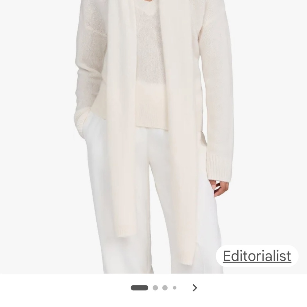 NAADAM White Cashmere V-Neck Sweater and Scarf Set